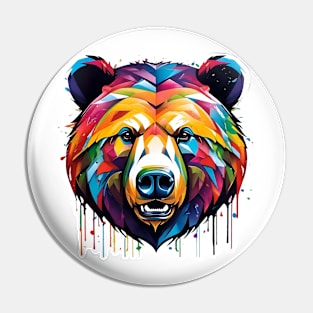 Bear Head Dripping Rainbow Graffiti Pin