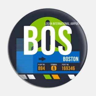 Boston (BOS) Airport // Retro Sunset Baggage Tag Pin