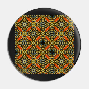 Blue, Yellow and Orange Beadwork Inspired Print Pin