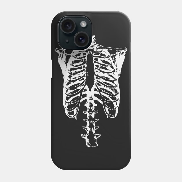 Men's Skeleton X-Ray Halloween TShirt - Torso Rib Cage X-Ray View Phone Case by Emoji