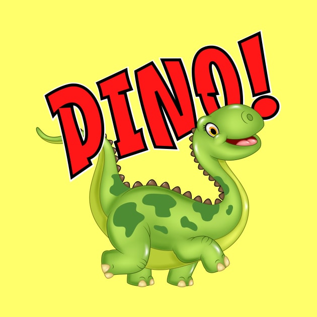 Cute Happy Dinosaur Green Dino by Dallen Fox