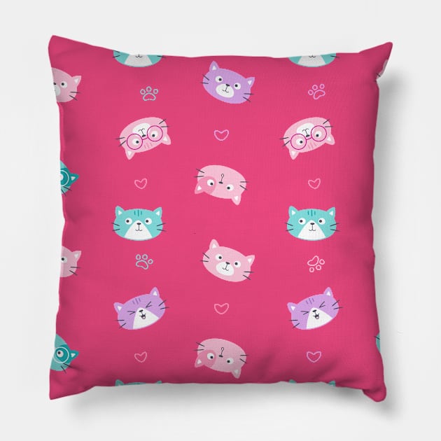 Cute lovely cats pattern Pillow by HALLOMUM