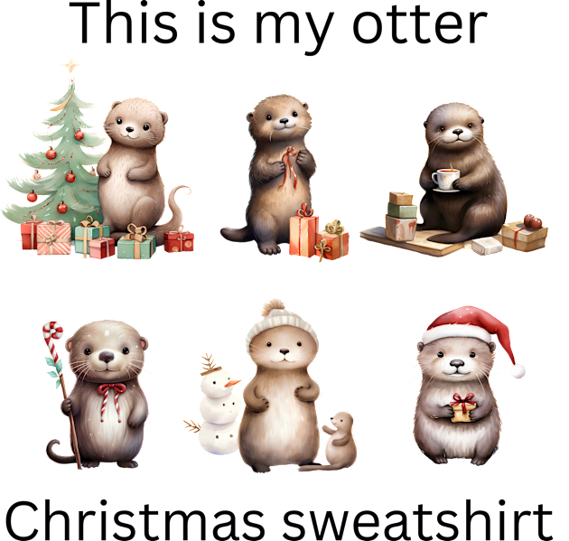 Otter Christmas Kids T-Shirt by RefinedApparelLTD