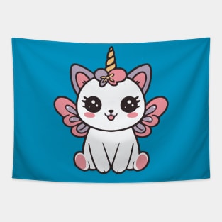 Cute Pink Fairy Cat Unicorn With Wings Tapestry