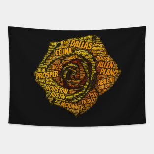 Yellow Rose Texas Cities Towns Word Cloud Tapestry