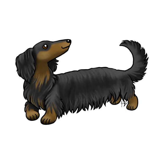 Dog - Long Haired Dachshund - Black and Tan by Jen's Dogs Custom Gifts and Designs