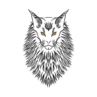 Maine coon black line art T-Shirt