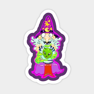 Wizards Conjuring Aliens - Colorful Illustration Magnet