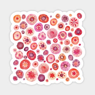 Abstract Pink Watercolor Flower Circles Magnet