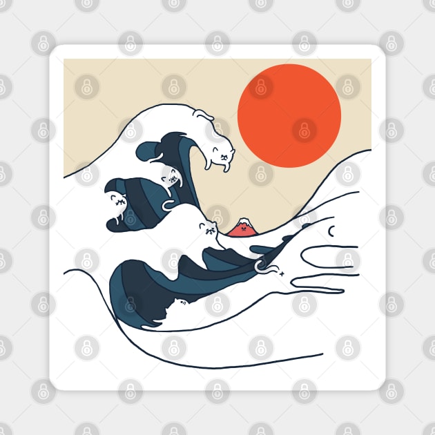 The Great Wave of Cats Magnet by huebucket