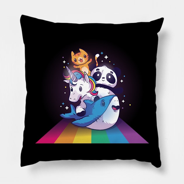 Rainbow Animals Pillow by EarlAdrian