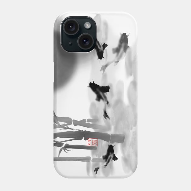 sumi-e bamboo and chinese koi carp Phone Case by cuisinecat