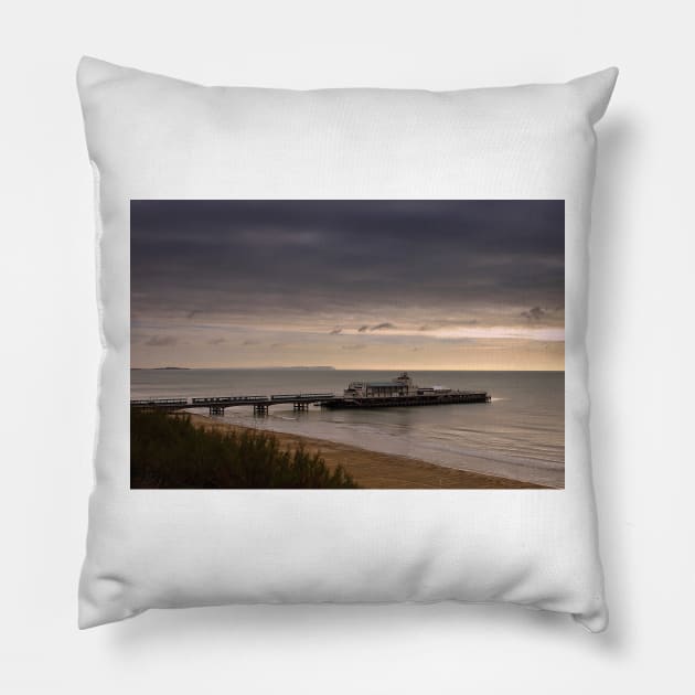 Bournemouth Pier And Beach Dorset England Pillow by AndyEvansPhotos