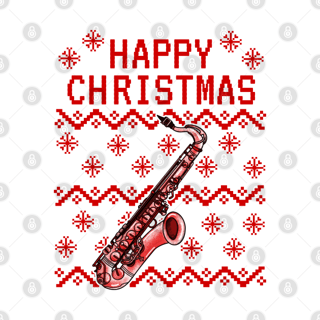 Saxophone Ugly Christmas Saxophonist Musician by doodlerob