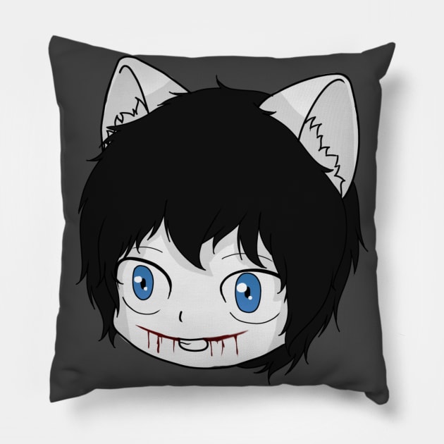 creepypasta jeff the killer cat Pillow by LillyTheChibi