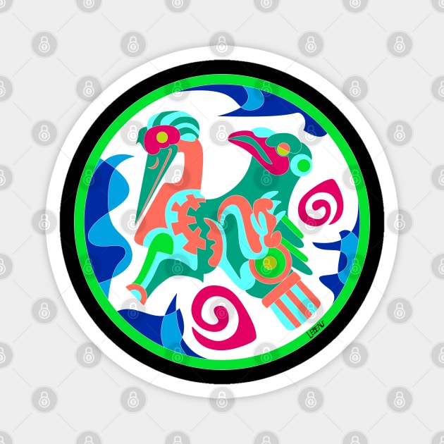 totonac birds in ancient mexicans patterns ecopop floral glyph pictogram Magnet by jorge_lebeau