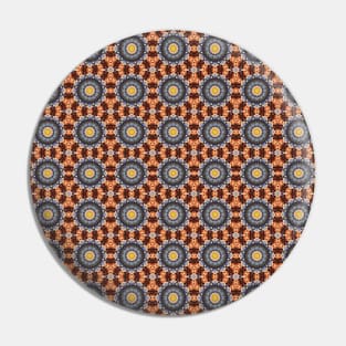Blue and Orange Floral Pattern Pin