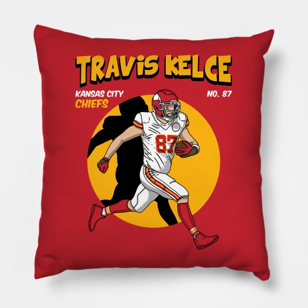 Travis Kelce Retro Graphic Pillow by Luna Illustration