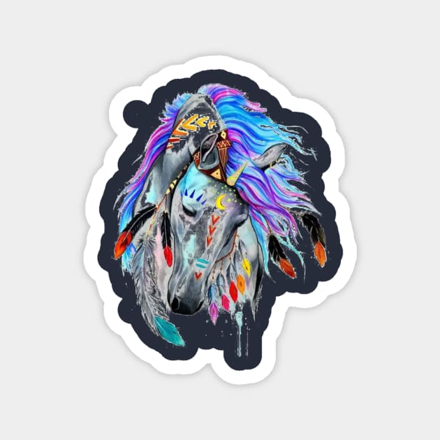 Colorful horse head Magnet by Pieartscreation