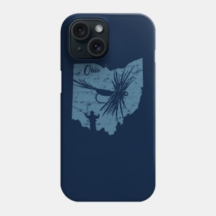 Fly Fishing Ohio State Map Distressed Blue Phone Case