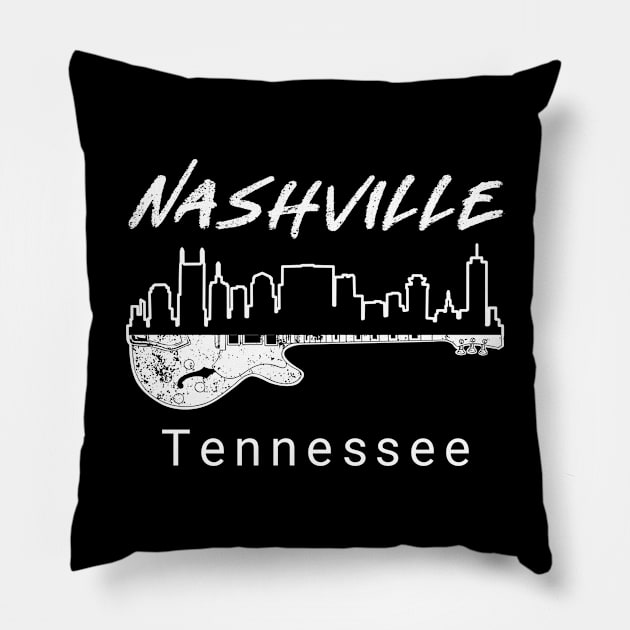 Souvenir Nashville Tn Guitar Country Music Nashville Pillow by PomegranatePower