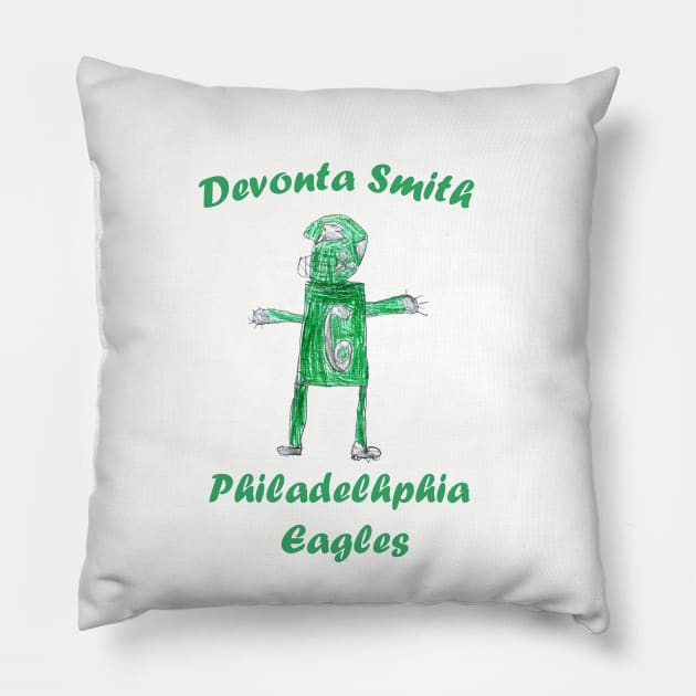 Devonta Smith Eagles Drawing Pillow by Kids’ Drawings 