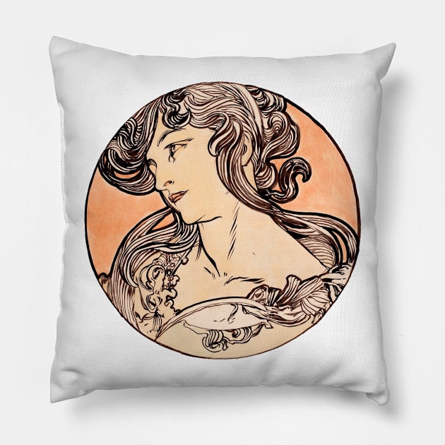 Alphonse Mucha - Stained Glass Pillow by kaliyuga