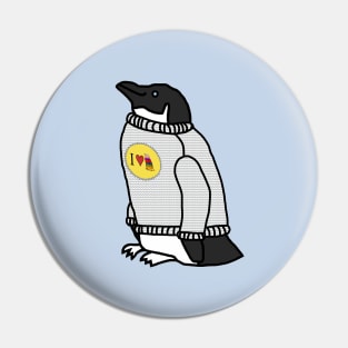 Animals in Clothes Penguin Wearing a Cozy Sweater Pin