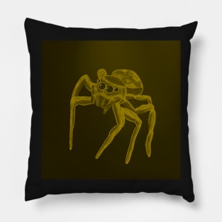 Jumping Spider Drawing V18 (Yellow 2) Pillow