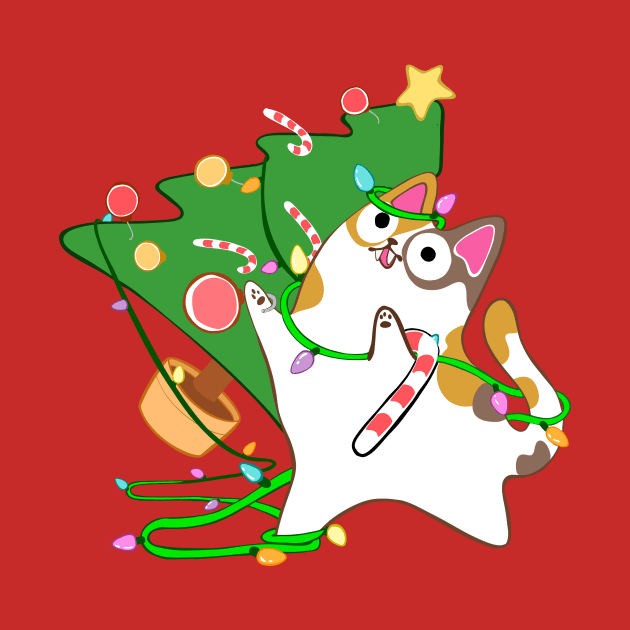 Christmas Zoomies Calico Cat Meowy Christmas funny kawaii by xenotransplant