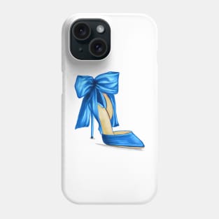 Blue Satin Women High Heels Phone Case