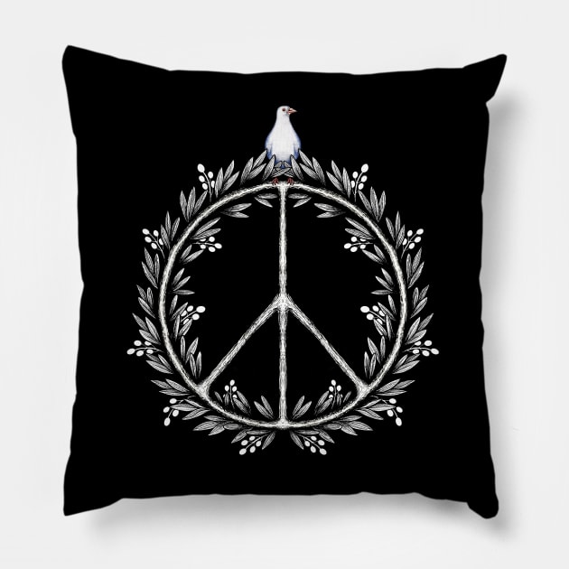 Peace symbol with olive tree Pillow by Artardishop