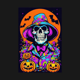 Happy Halloween 2023 Skull Pumpkin Bat Skeleton T-Shirt