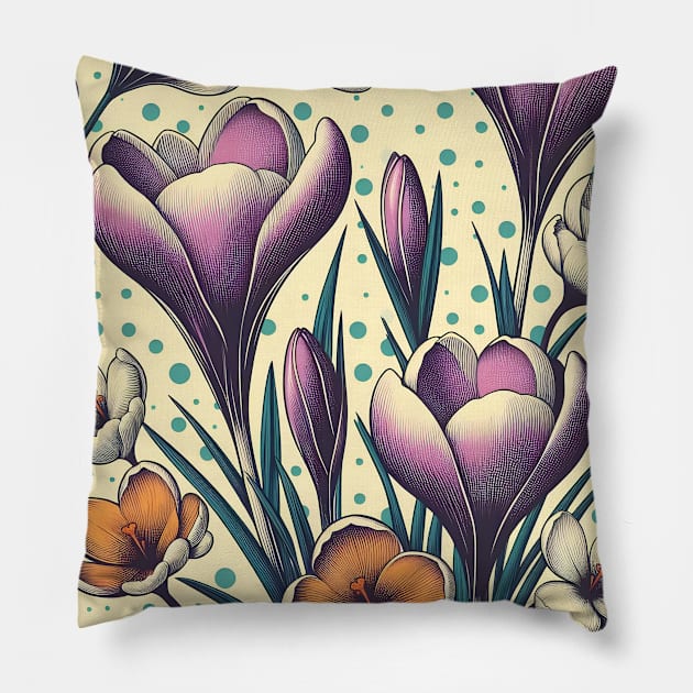 Crocus Flower Pillow by Jenni Arts