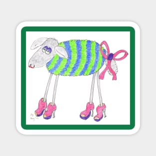 Sheep dressed for action at the barn dance Magnet