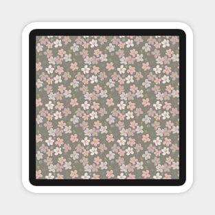 Blush pink flowers on green background Magnet