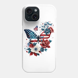 Patriotic Butterfly, 4th of July Design Phone Case