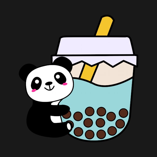 Baby Panda Hugs Bubble Tea Kawaii Blue Boba Tea by 4U2NV-LDN