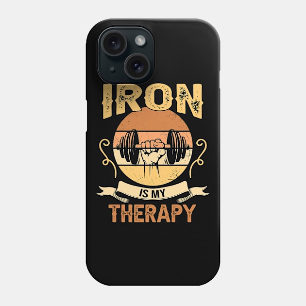 Powerlifting Strongman Tshirt - Iron Is My Therapy Power Lifting T shirts Funny Phone Case by paynegabriel