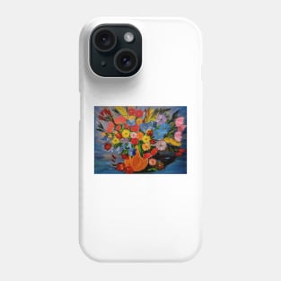 A beautiful bouquet of mixed flowers in a gold vase Phone Case