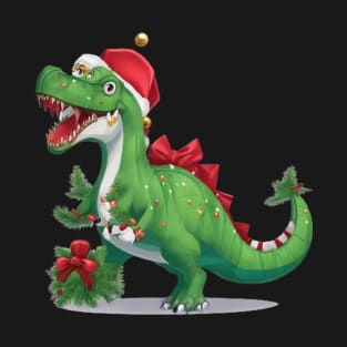 Funny Santa Dinosaur T-Shirt