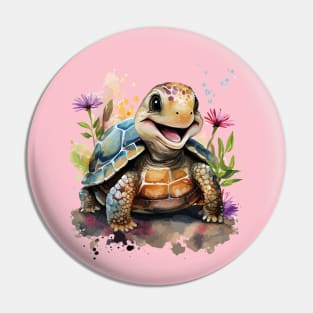 Turtle's Watercolor Smile Pin