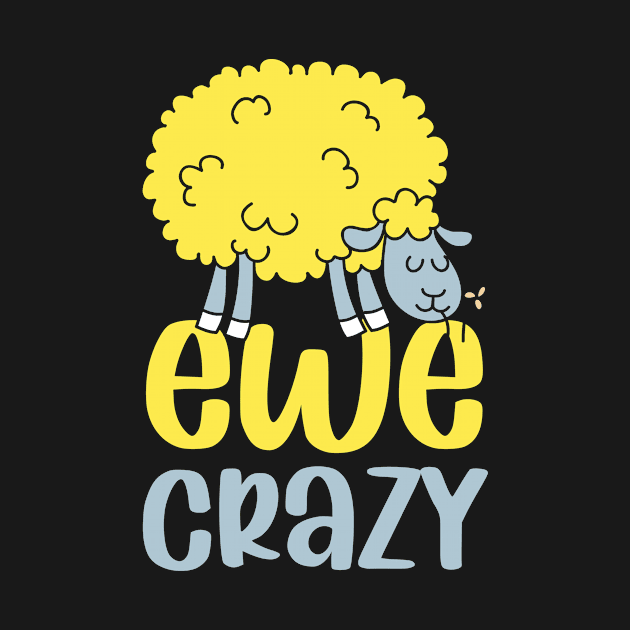 Ewe Crazy Sheep Sheep Herd Shepherd Cotton by Print-Dinner