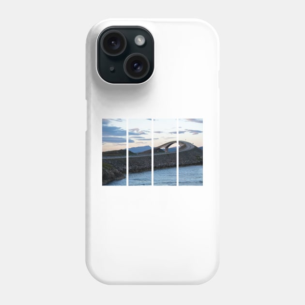 Wonderful landscapes in Norway. Vestland. Beautiful scenery of famous bridges on the Atlantic Road scenic route. Calm sea at the sunset in a cloudy day. Sunrays through clouds. Phone Case by fabbroni-art