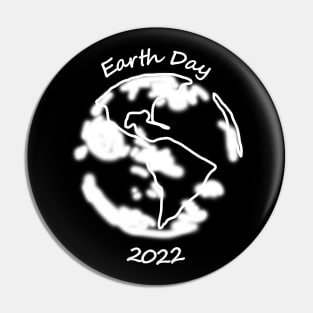 White Planet Earth Day 2022 Monochrome Pin