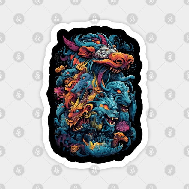 Zoomorphic Beasts - Dragons Festival Magnet by Peter Awax