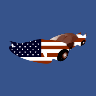 AMERICAN FLAG ON A CLASSIC CAR T-Shirt