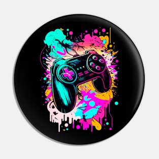 Video Games Gamer Controller Graphic Graffiti Art - Holiday Gift Pin