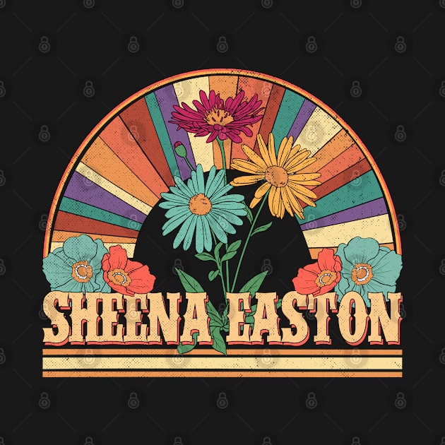 Sheena Flowers Name Easton Personalized Gifts Retro Style by Roza Wolfwings