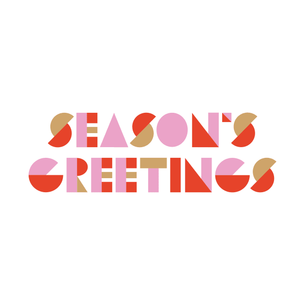 Cute Pink Seasons Greetings Christmas by Asilynn